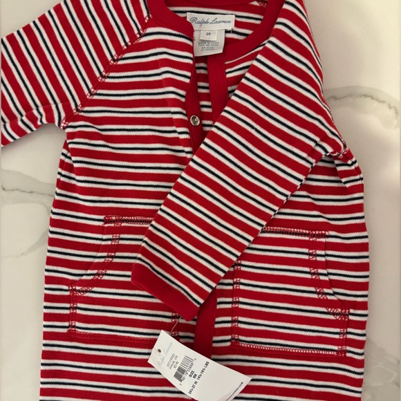 Ralph Lauren Striped Cotton Coveralls – Baby Boys - Picture 2 of 3